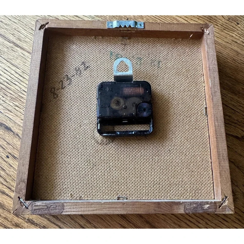 Vintage Rustic Wooden Clock with Brass Corners‎ | Mid Century Cottagecore Decor
